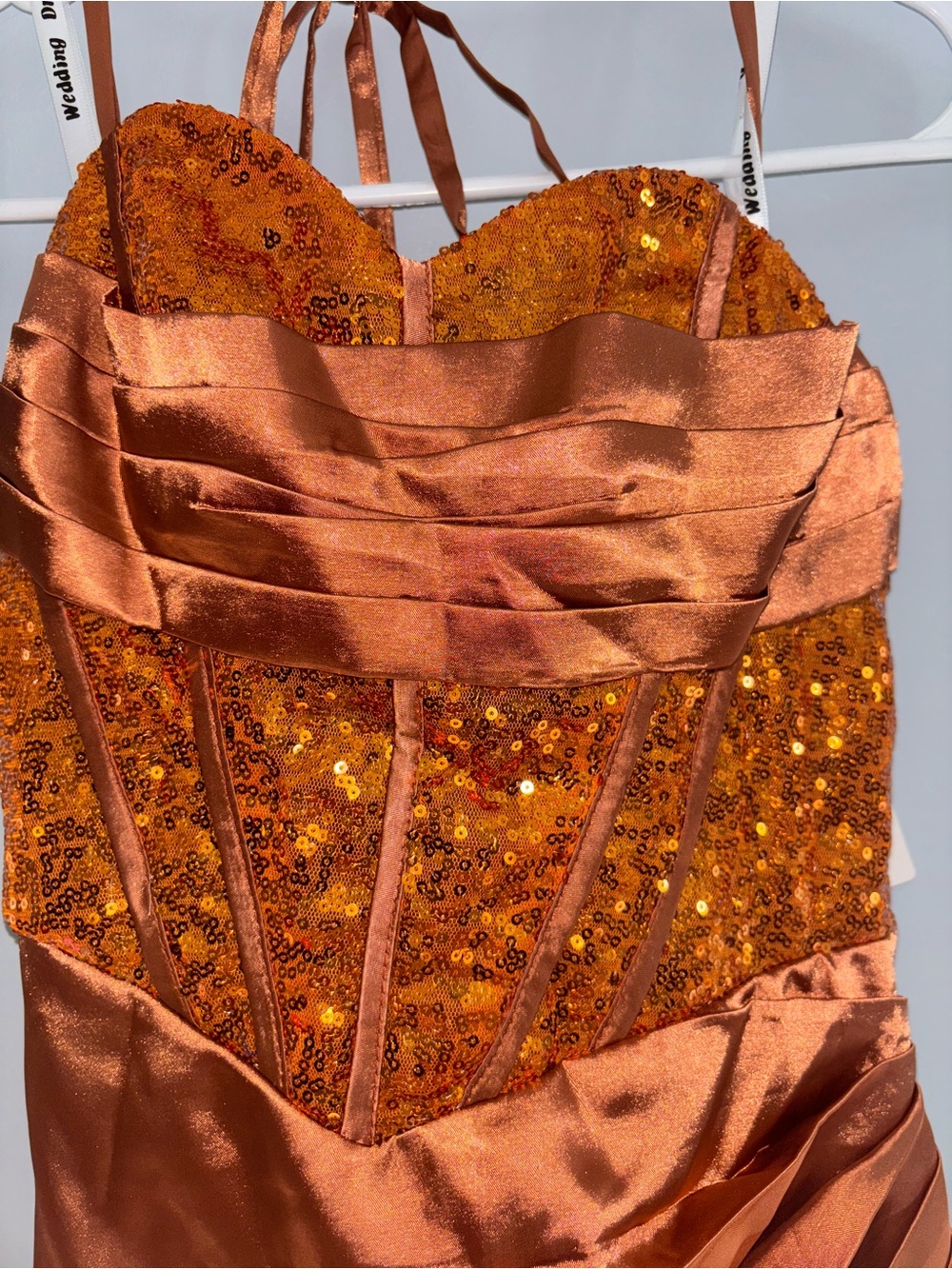 Copper Sequin Bust Evening Gown - Picture 3 of 4